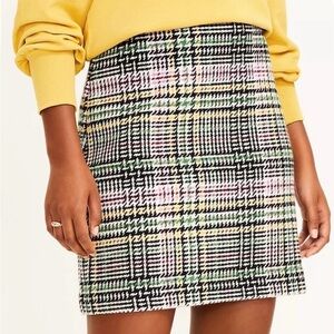 Loft Wool Blend Houndstooth A-line Mini-Skirt, Size 2